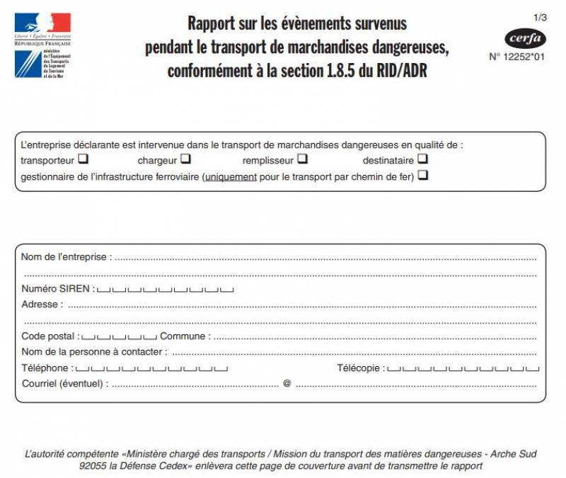 rapport d'accident TMD